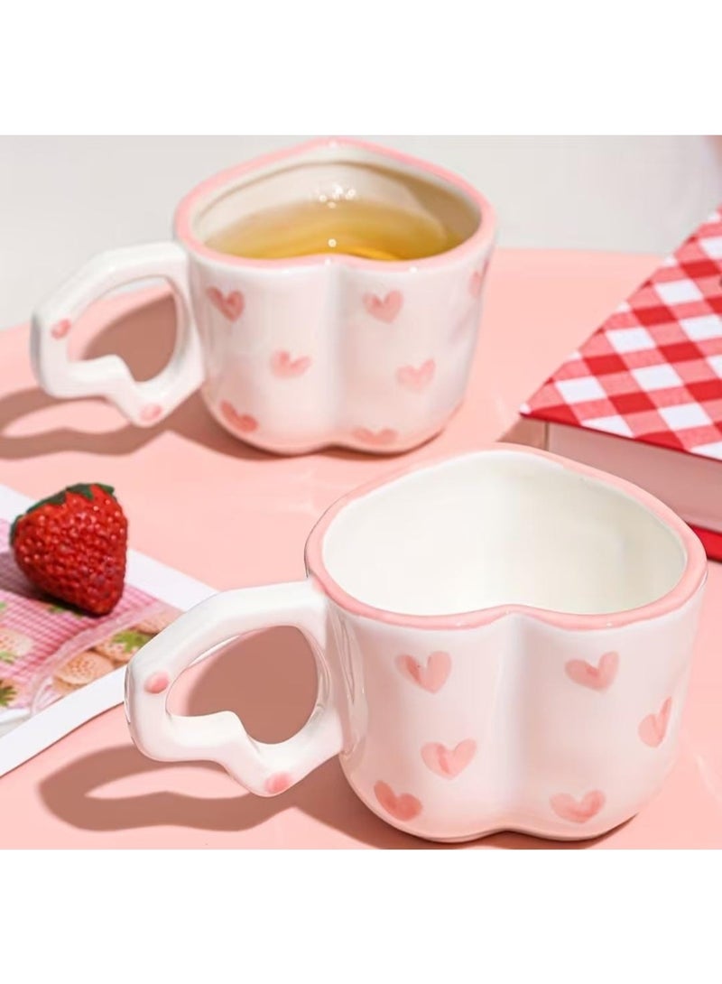 KRONFOL Heart-Shaped Ceramic Tea Cup , Hearts Pattern - Image 2