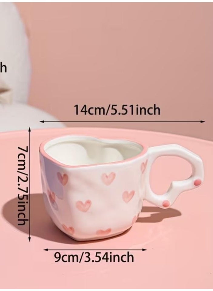 KRONFOL Heart-Shaped Ceramic Tea Cup , Hearts Pattern - Image 3