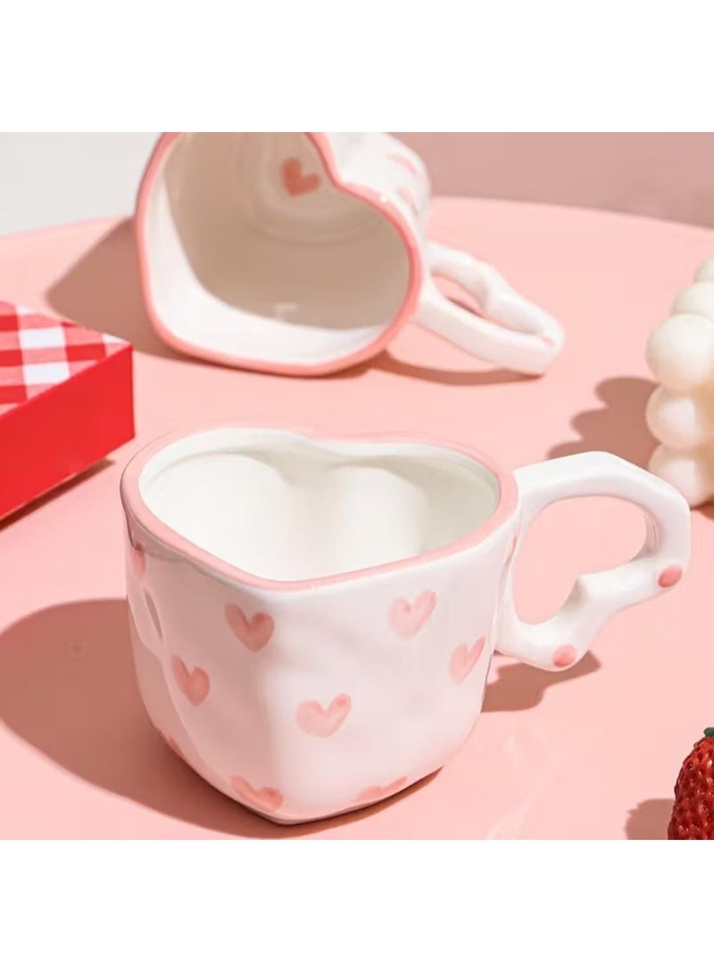 KRONFOL Heart-Shaped Ceramic Tea Cup , Hearts Pattern - Image 4