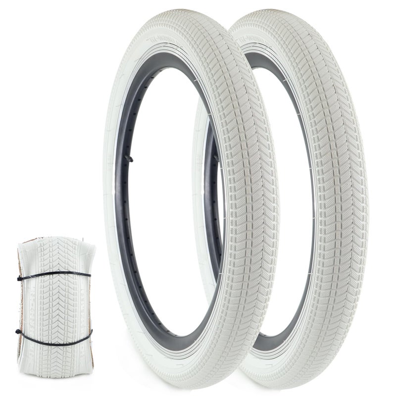 BALINGE إطار دراجة بالينج 20 بوصة 2 حزمة 20 × 2.125 20 بي إم إكس إطارات بديلة قابلة للطي تناسب معظم دراجات الأطفال 20 بوصة إطار دراجة أبيض - إطاران - Image 1