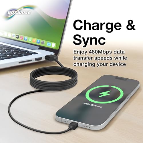 BoxWave كابل BoxWave متوافق مع Nokia 2780 Flip - DirectSync - USB 3.0 A إلى USB 3.1 Type C، كابل شحن ومزامنة USB C - 6 أقدام - أسود - Image 3