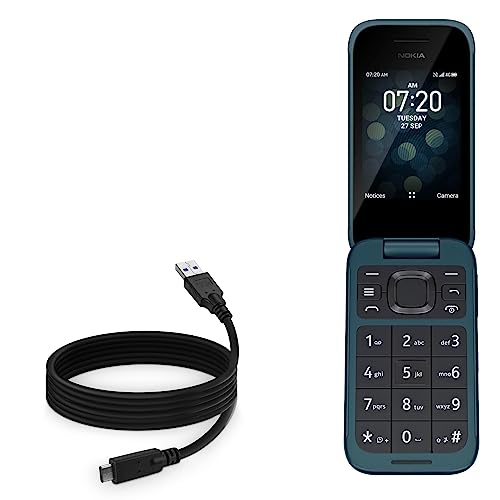 BoxWave كابل BoxWave متوافق مع Nokia 2780 Flip - DirectSync - USB 3.0 A إلى USB 3.1 Type C، كابل شحن ومزامنة USB C - 6 أقدام - أسود - Image 1