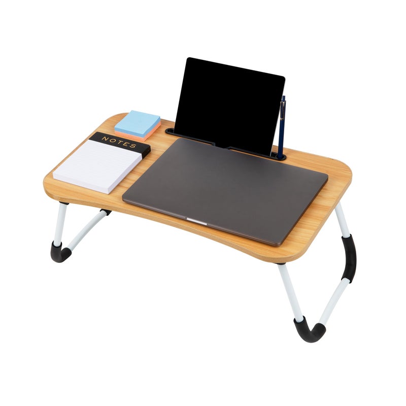 Mind Reader Lap Desk Laptop Stand, Bed Tray, Folding Legs, Couch Table, Portable, MDF, 23.25" L x 13.75" W x 10.5" H, Beige - Image 4