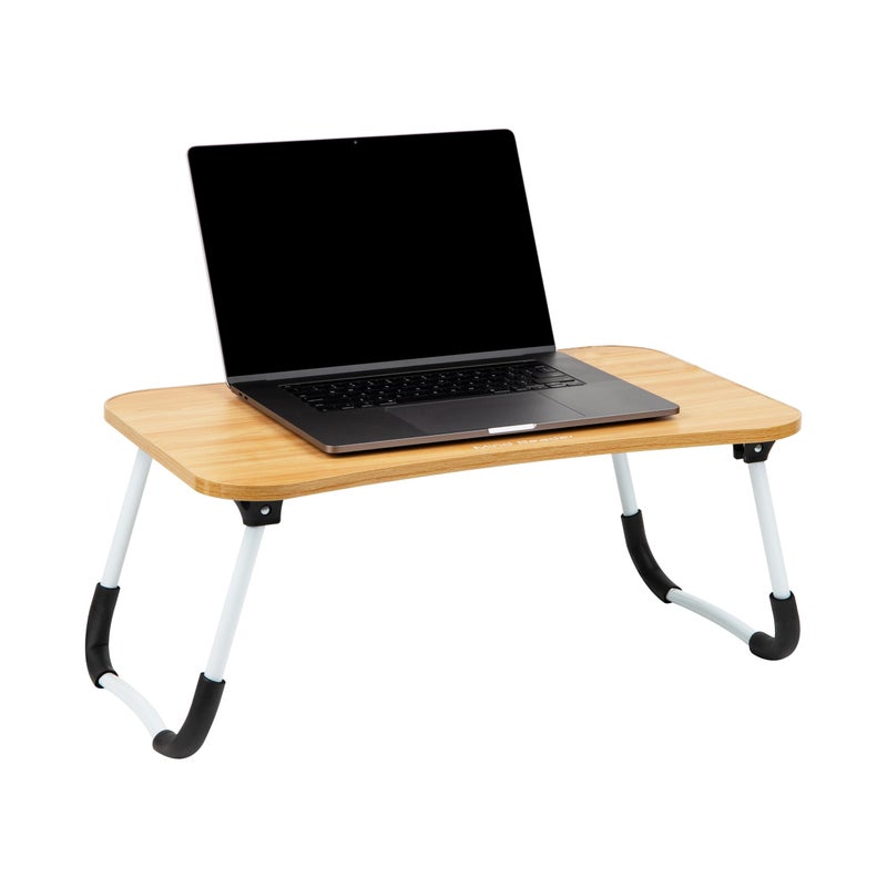 Mind Reader Lap Desk Laptop Stand, Bed Tray, Folding Legs, Couch Table, Portable, MDF, 23.25" L x 13.75" W x 10.5" H, Beige - Image 1
