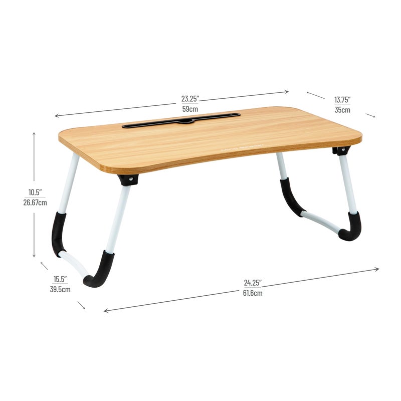 Mind Reader Lap Desk Laptop Stand, Bed Tray, Folding Legs, Couch Table, Portable, MDF, 23.25" L x 13.75" W x 10.5" H, Beige - Image 3