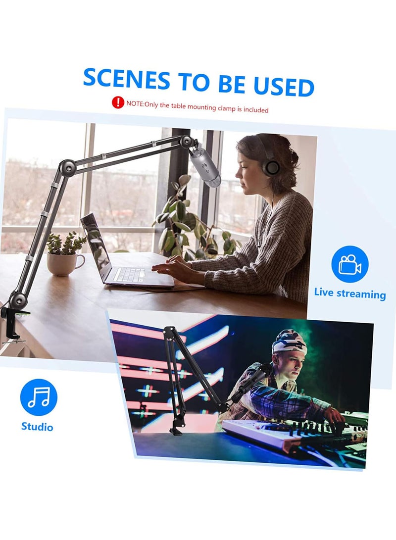 GGOOT 2pcs desktop stand Table Microphone Support table mounting clamp Table Microphone Clamp Microphone Mount Clamp desk mic Tablet Scissor Arm Bracket c shape alloy microphone stand  - Image 5
