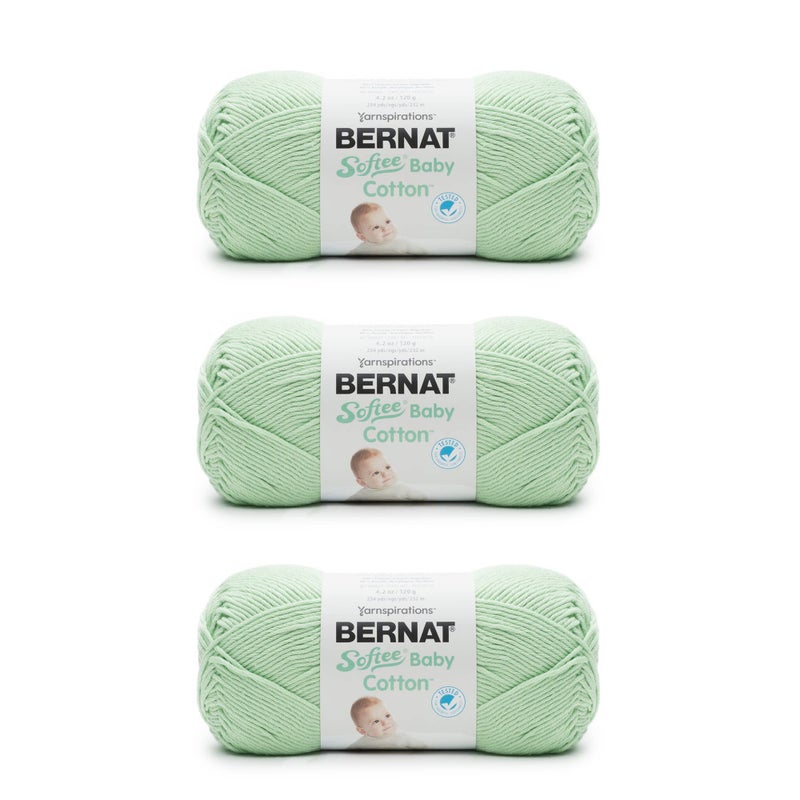 Bernat Softee Baby Cotton Jade Frost Yarn 3 Pack of 120g425oz Blend 3 DK Light 254 Yards KnittingCrochet