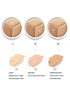 Julystar Full Cover Concealer Palette, Tri-Color Concealer Make Up, Corrects Dark Circles Red Marks Scars and Softens Fine Lines, Highlight Contours Waterproof Long Lasting Concealer Matte Foundation  - Image 2