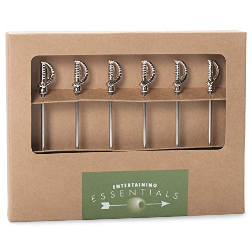 Cork Pops Stainless Steel 6-Inch Cocktail Pick Set – Set of 6 Reusable Drink Picks for Garnishes, Appetizers & Entertaining, Arrow (Sword) - Image 3