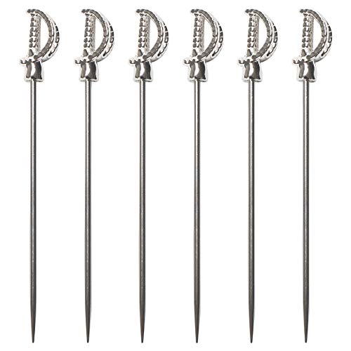 Cork Pops Stainless Steel 6-Inch Cocktail Pick Set – Set of 6 Reusable Drink Picks for Garnishes, Appetizers & Entertaining, Arrow (Sword) - Image 1