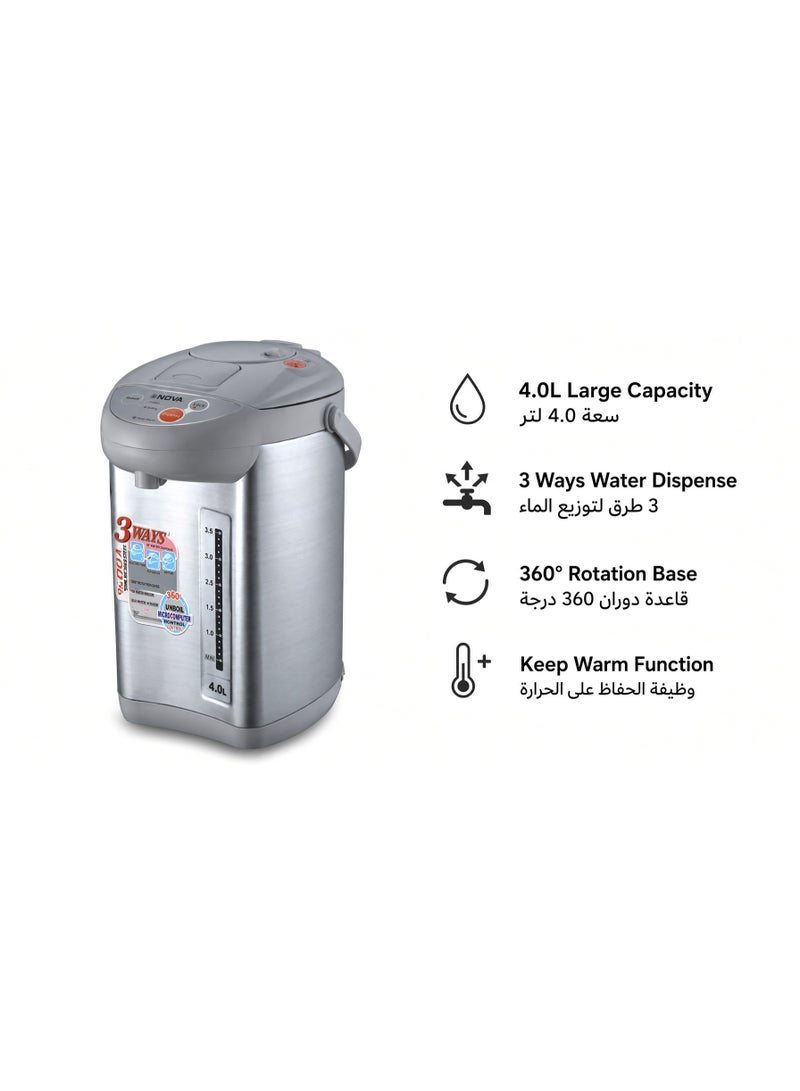 NOVA NK-1335ETH Electric Thermo Pot Hot Water Boiler & Dispenser, 4L, 750W, 3-Way Dispenser - Image 5
