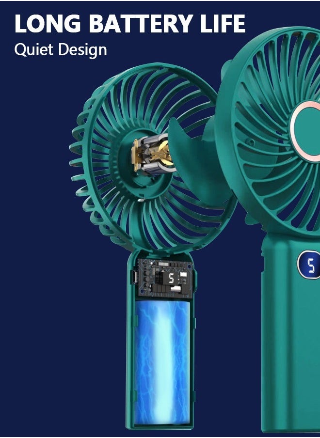 SUCITY مروحة محمولة باليد - مروحة شخصية بخمسة سرعات - مروحة صغيرة متعددة الوظائف - مروحة رقمية صامتة - مروحة جيب ذات تحمل طويل - Image 3