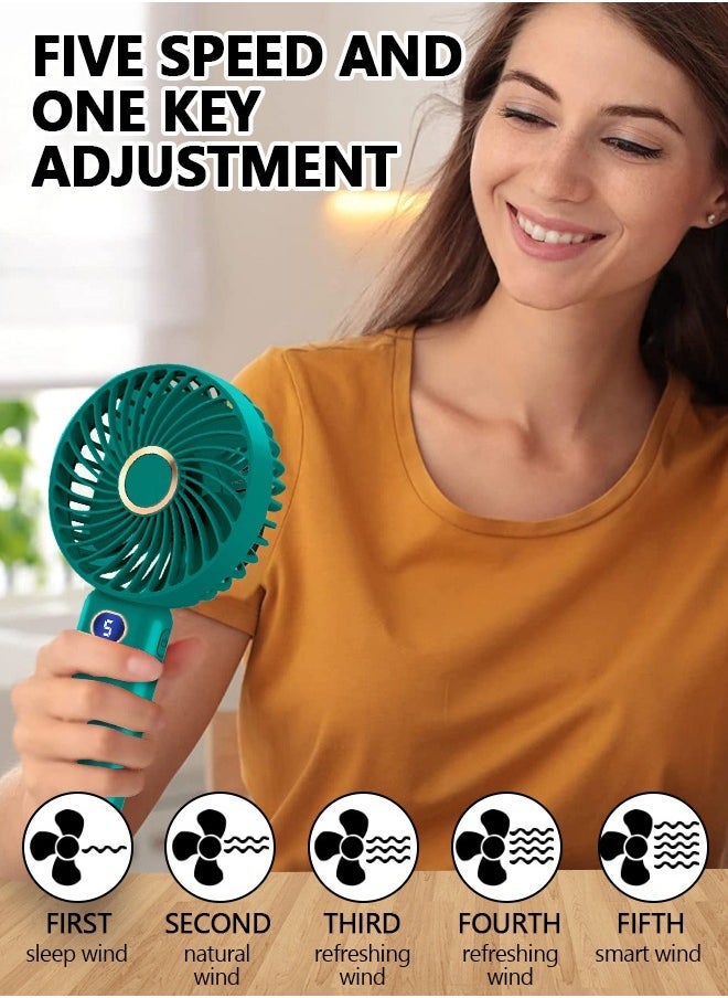 SUCITY مروحة محمولة باليد - مروحة شخصية بخمسة سرعات - مروحة صغيرة متعددة الوظائف - مروحة رقمية صامتة - مروحة جيب ذات تحمل طويل - Image 4