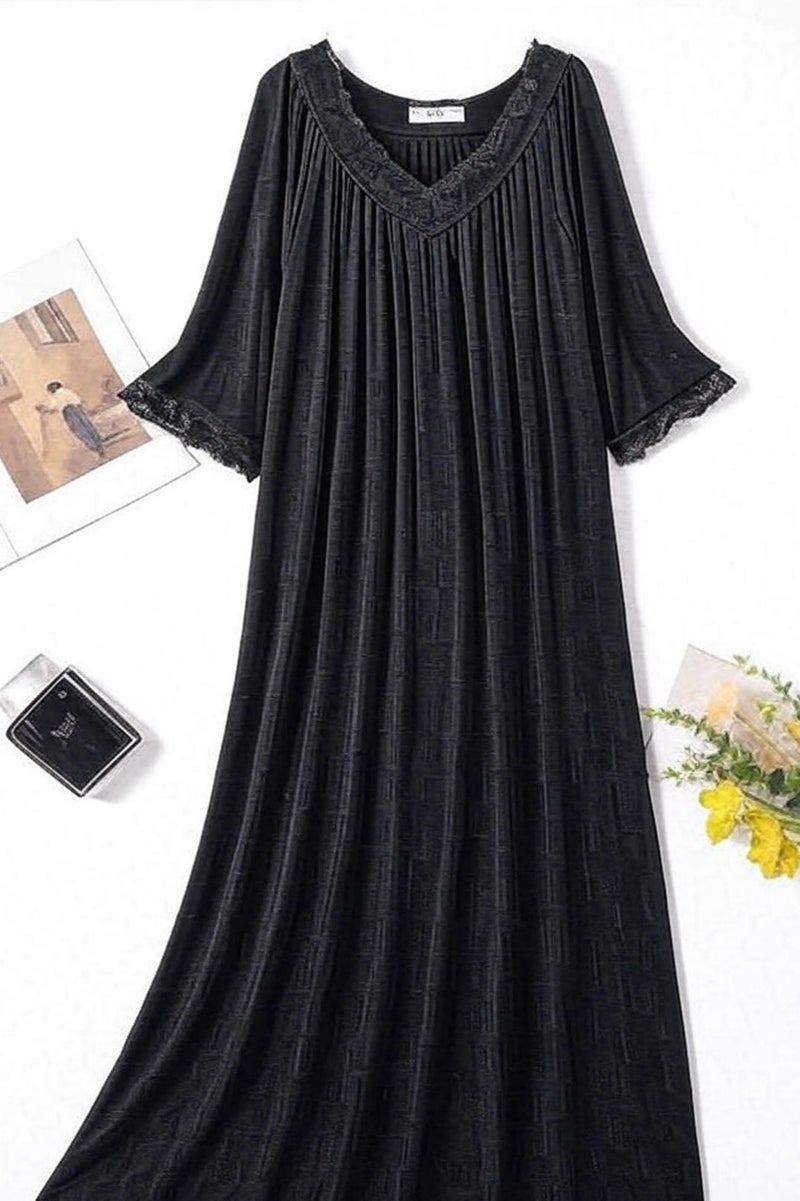 فستان ماكسي نسائي بلا مقاس من الحرير بتفاصيل دانتيل فريدة حصري - أنيق، مريح، قابل للتنفس، كاجوال، فستان طويل أنيق للنساء، مثالي للارتداء اليومي، الحفلات، الخروجات العائلية، إجازات الشاطئ، موضة الصيف، ملابس رائجة