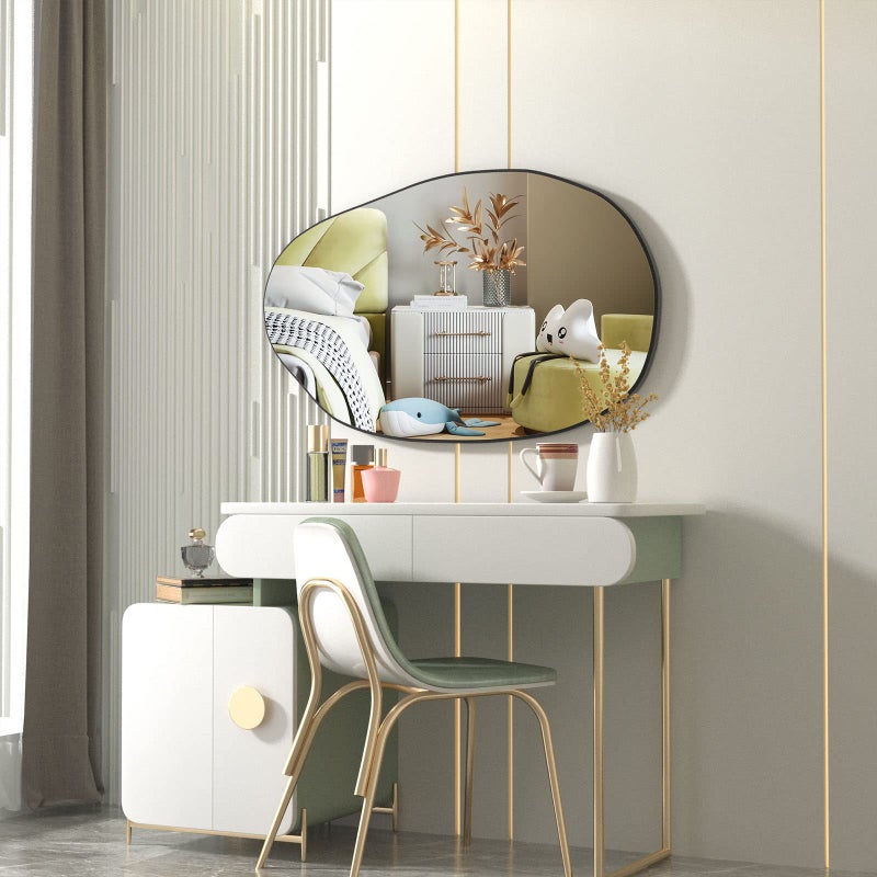 CASSILANDO Irregular Asymmetrical Mirror Wall Mounted, Unique Vanity Mirror,Shaped Dressing Mirror Decorative for Living Room, Bathroom, Bedroom, Entryway Wall Decor, 33.5"Ã—20.5" - Image 3