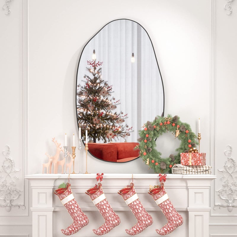 CASSILANDO Irregular Asymmetrical Mirror Wall Mounted, Unique Vanity Mirror,Shaped Dressing Mirror Decorative for Living Room, Bathroom, Bedroom, Entryway Wall Decor, 33.5"Ã—20.5" - Image 5