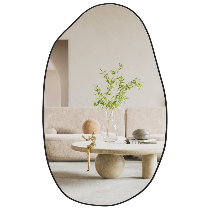 CASSILANDO Irregular Asymmetrical Mirror Wall Mounted, Unique Vanity Mirror,Shaped Dressing Mirror Decorative for Living Room, Bathroom, Bedroom, Entryway Wall Decor, 33.5"Ã—20.5" - Image 1