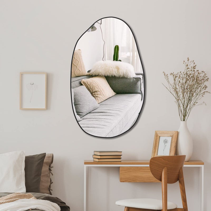 CASSILANDO Irregular Asymmetrical Mirror Wall Mounted, Unique Vanity Mirror,Shaped Dressing Mirror Decorative for Living Room, Bathroom, Bedroom, Entryway Wall Decor, 33.5"Ã—20.5" - Image 4