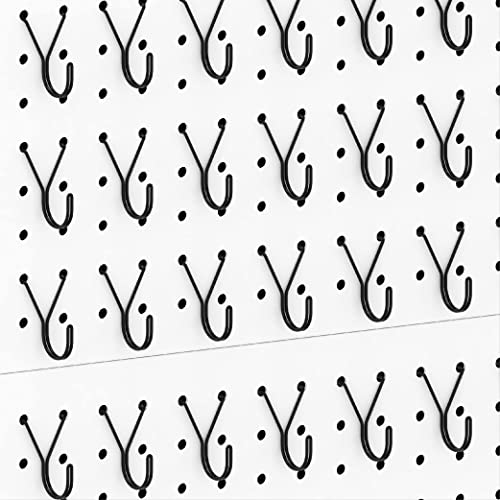 HUHOLE Pegboard Hooks, J-Hook, 1 Inch Black Hooks 40 Pack, Ideal Display Pegs for Hanging Jewelry, Necklaces, Keys, Retail Items, Small Tools, Will Not Fall Out, Fit 1/8” 3/16” Peg Boards - Image 1