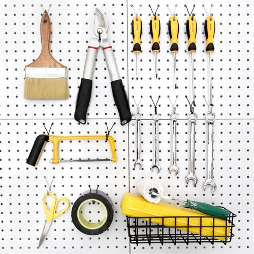 HUHOLE Pegboard Hooks, J-Hook, 1 Inch Black Hooks 40 Pack, Ideal Display Pegs for Hanging Jewelry, Necklaces, Keys, Retail Items, Small Tools, Will Not Fall Out, Fit 1/8” 3/16” Peg Boards - Image 4