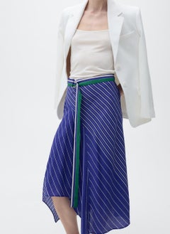 MANGO Striped Midi Skirt With Belt  - Image 1