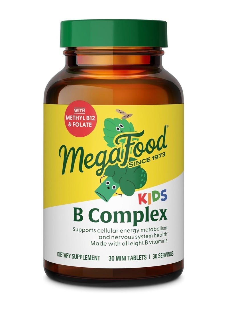 MegaFood MegaFood Kids B Complex-B Complex SUPPORTS CELLULAR ENERGY METABOLISM AND NERVOUS SYSTEM HEALTHMADE WITH ALL EIGHT B VITAMINS DIETARY SUPPLEMENT 30 MINI TABLETS / 30 SERVINGS  - Image 1