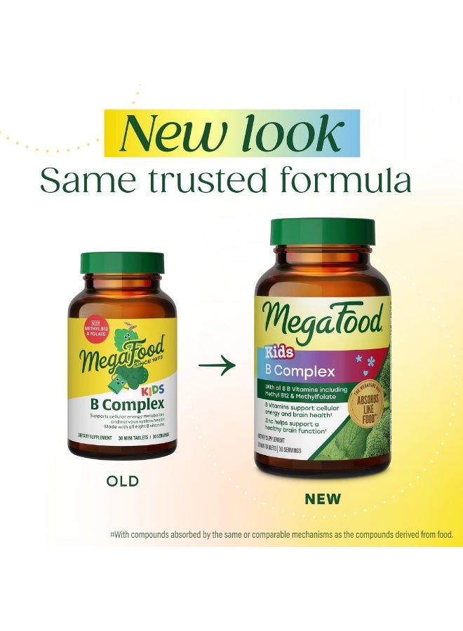 MegaFood ميغا فود للأطفال ب مركب - ب مركب يدعم عملية التمثيل الغذائي للطاقة الخلوية وصحة الجهاز العصبي مصنوع من جميع فيتامينات ب الثمانية مكمل غذائي 30 قرص صغير / 30 حصة - Image 2