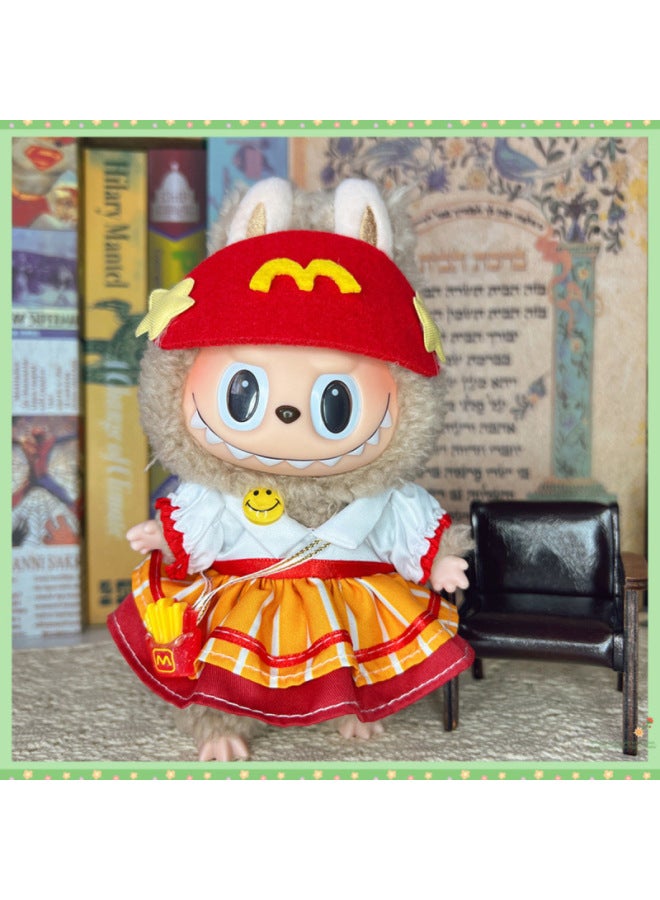 Clothes Only] Labubu Sit Party Doll Vinyl Rag Winter Cute Sit Party Bib Pants Suit-Color:Little Lomi-17cm Labubu Can Be Worn  - Image 3