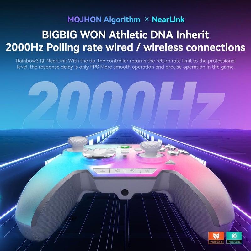 BIGBIG WON Rainbow 3 Wireless Controller 2000Hz Polling Rate Capacitive Joystick 16 Mechanical Keys 14 Custom RGB Lights 6-Axis Gyro Sensor Switchable Hall/Micro-switch Trigger 3.5mm Audio Jack Gamepa - Image 5