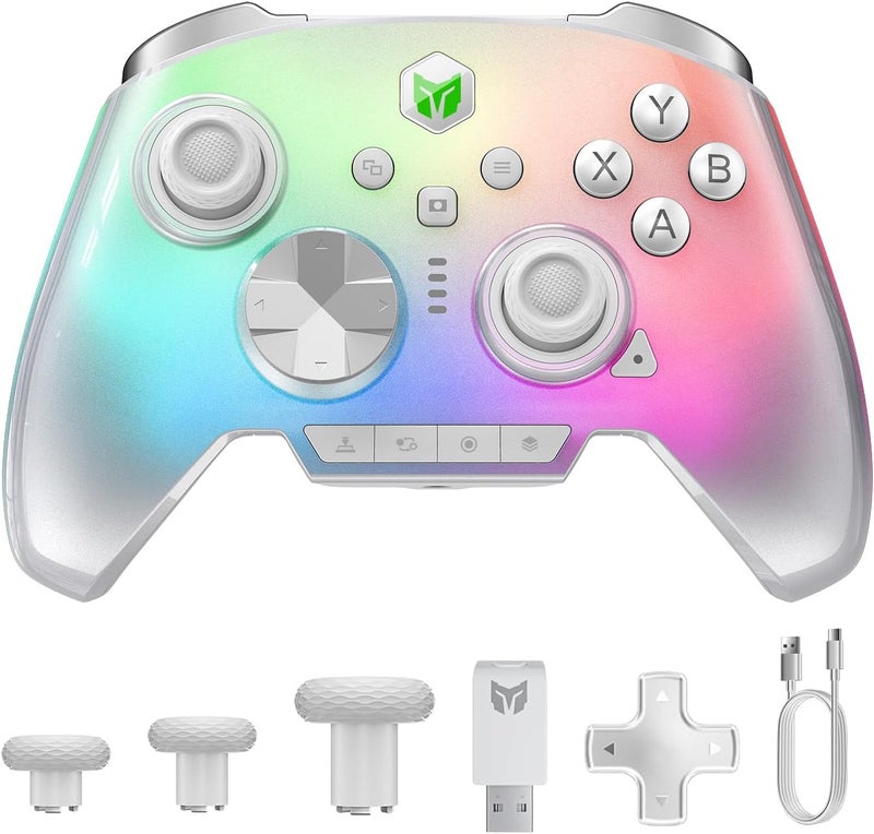 BIGBIG WON Rainbow 3 Wireless Controller 2000Hz Polling Rate Capacitive Joystick 16 Mechanical Keys 14 Custom RGB Lights 6-Axis Gyro Sensor Switchable Hall/Micro-switch Trigger 3.5mm Audio Jack Gamepa - Image 1