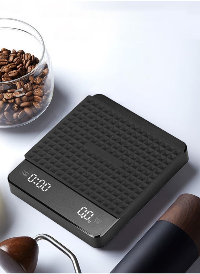 Timer Coffee Scale with Anti-Slip Pad,Digital Smart Touch  Hand-poured Coffee Scale,Waterproof Anti-Slip Food Weighing,0.1g/3kg,2 Power Mode(Battary/USB)