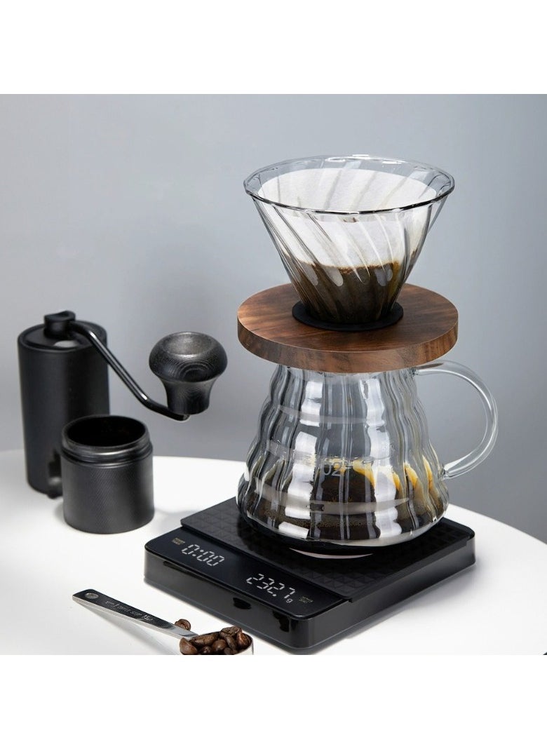 Timer Coffee Scale with Anti-Slip Pad,Digital Smart Touch  Hand-poured Coffee Scale,Waterproof Anti-Slip Food Weighing,0.1g/3kg,2 Power Mode(Battary/USB)