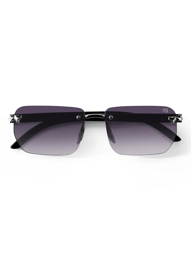 Woggles Uv-Protected Purple Rimless Rectangle Sunglasses