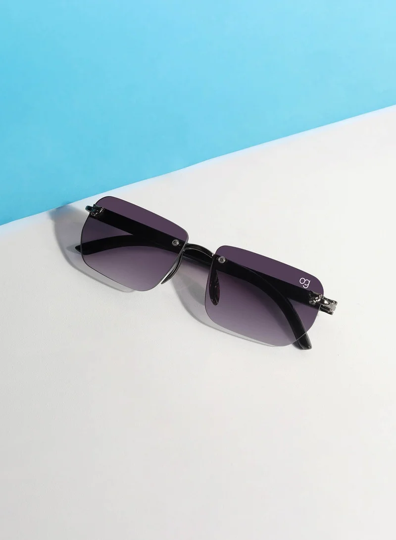 Woggles Uv-Protected Purple Rimless Rectangle Sunglasses