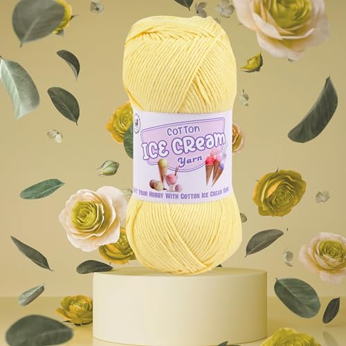 NESTNHAVEN Cotton Ice Cream Yarn - (100g, 250m)- Luxury Yarn for Amigurumi, Embroidery, Toys, Garments, Flowers and Hobby Projects (Lemon Yellow) - Image 4