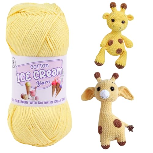 NESTNHAVEN Cotton Ice Cream Yarn - (100g, 250m)- Luxury Yarn for Amigurumi, Embroidery, Toys, Garments, Flowers and Hobby Projects (Lemon Yellow) - Image 5