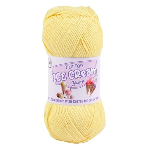 NESTNHAVEN Cotton Ice Cream Yarn - (100g, 250m)- Luxury Yarn for Amigurumi, Embroidery, Toys, Garments, Flowers and Hobby Projects (Lemon Yellow) - Image 1