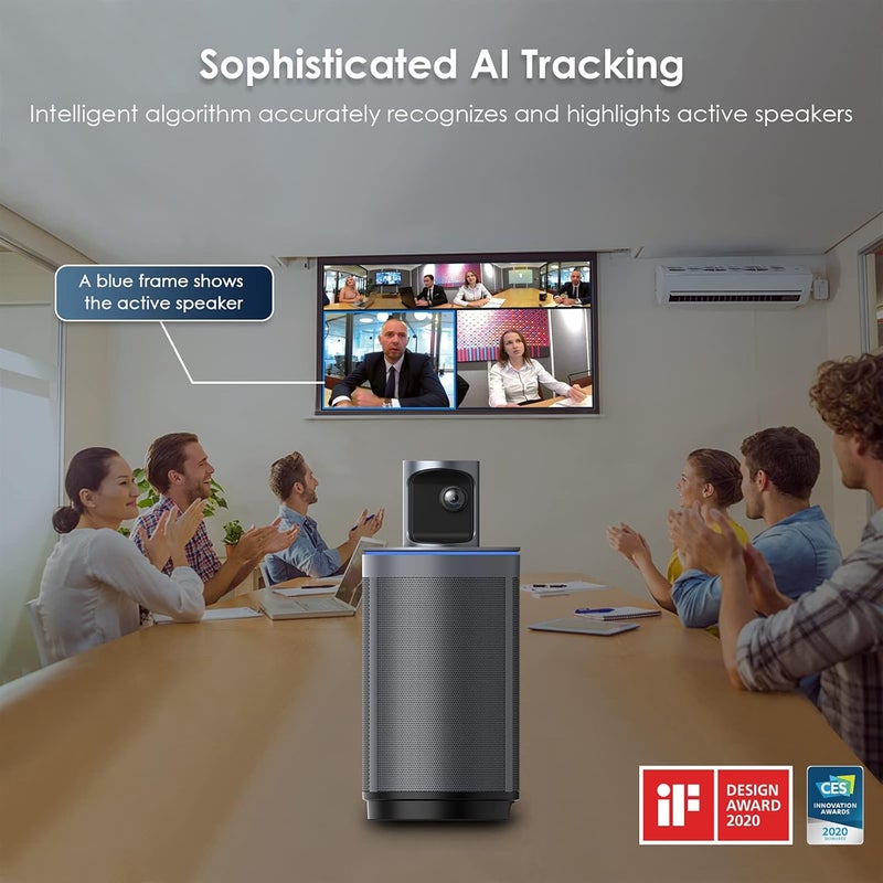 NEXIGO اجتماع 360 (الجيل 2)، تصوير 8K مع إطار مدعوم بالذكاء الاصطناعي وتتبع المتحدث، توصيل وتشغيل، كاميرا مؤتمرات فيديو ذكية بدقة 1080p بزاوية 360 درجة، 8 ميكروفونات لإلغاء الضوضاء - Image 3