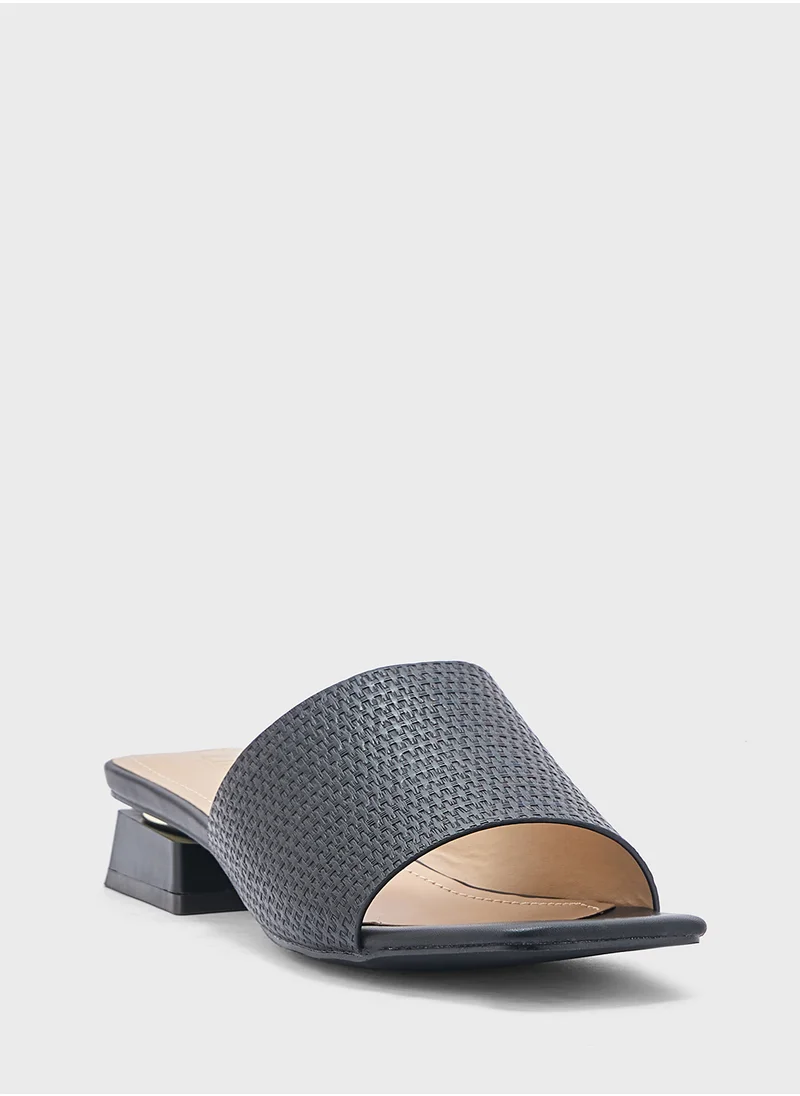 ELLA Textured Square Toe Mule Sandal