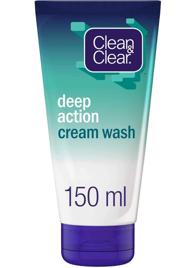 Clean & Clear Face Cream Wash, Deep Action, 150ml - Image 1