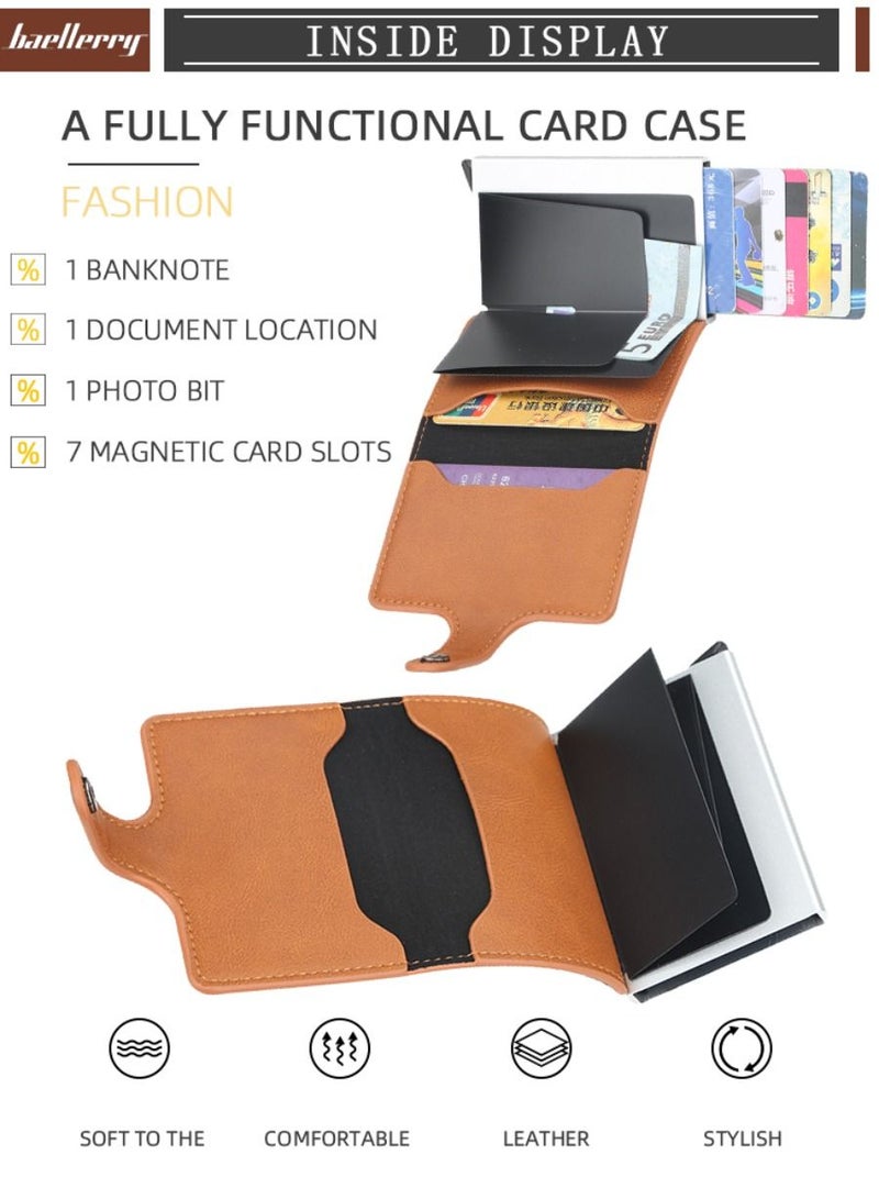 Stylish Automatic Popup Bank Credit Business ID Card Holder For Women Men Protection Case Unisex