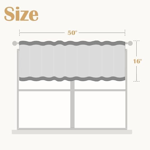 Lazzzy Kitchen Valance Curtain Linen Floral Farmhouse for Living Room Bathroom Bedroom Country Valance Window Treatments Small Window Cafe Curtains 16 Inch Rod Pocket 1 Panel Green on Beige - Image 2
