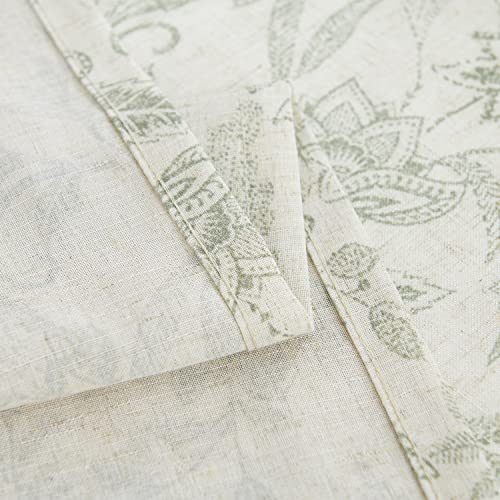 Lazzzy Kitchen Valance Curtain Linen Floral Farmhouse for Living Room Bathroom Bedroom Country Valance Window Treatments Small Window Cafe Curtains 16 Inch Rod Pocket 1 Panel Green on Beige - Image 5