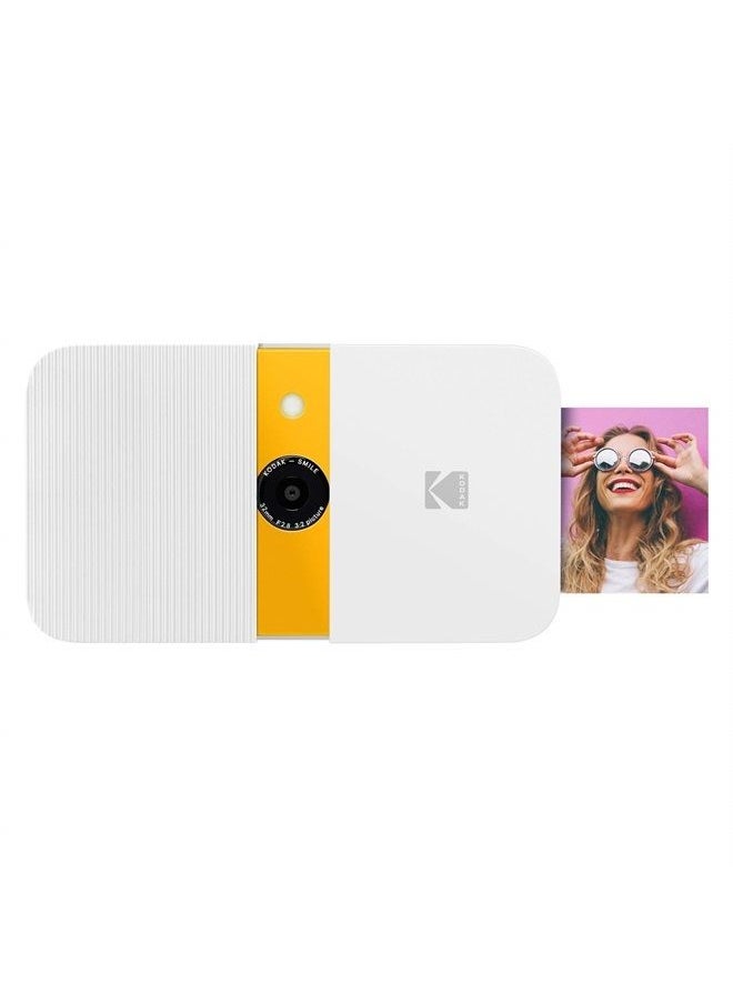 Zink - KODAK Smile Instant Print Digital Camera – Slide-Open 10MP Camera w/2x3 ZINK Printer (White/ Yellow) - Image 1