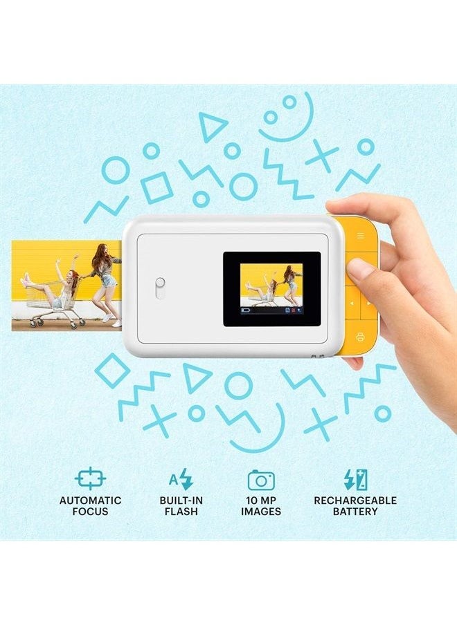 Zink - KODAK Smile Instant Print Digital Camera – Slide-Open 10MP Camera w/2x3 ZINK Printer (White/ Yellow) - Image 1