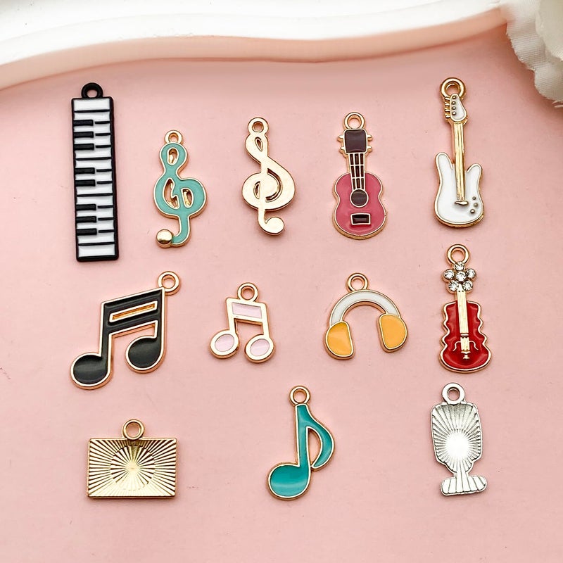 Youdiyla 80pcs Music Theme Mixed Shapes Musical Instruments Alloy Enamel Charm Pendants for DIY Bracelet Jewelry Making SN964 - Image 5