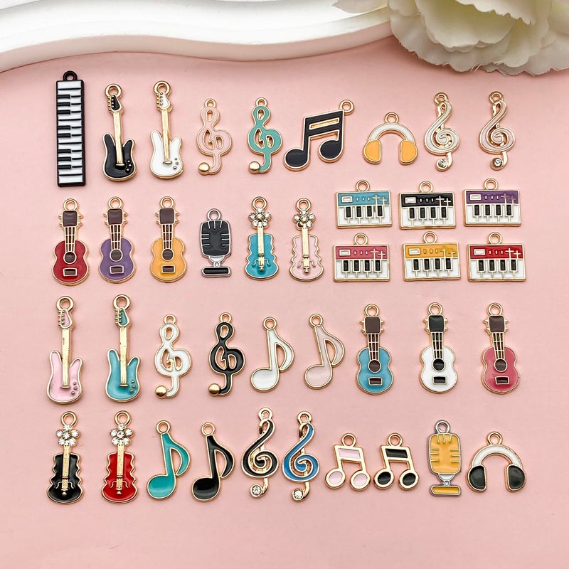Youdiyla 80pcs Music Theme Mixed Shapes Musical Instruments Alloy Enamel Charm Pendants for DIY Bracelet Jewelry Making SN964 - Image 3