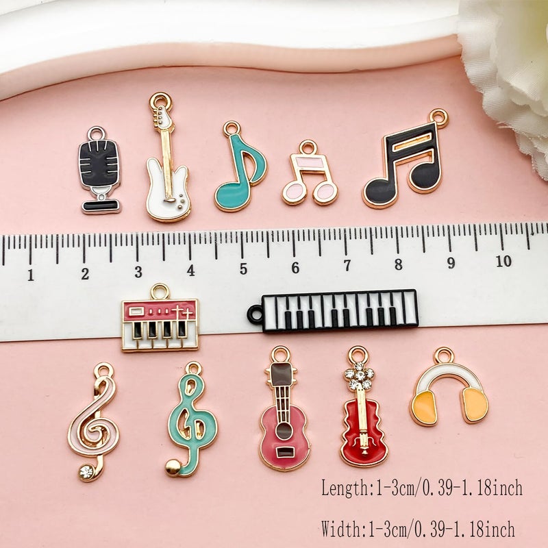 Youdiyla 80pcs Music Theme Mixed Shapes Musical Instruments Alloy Enamel Charm Pendants for DIY Bracelet Jewelry Making SN964 - Image 2