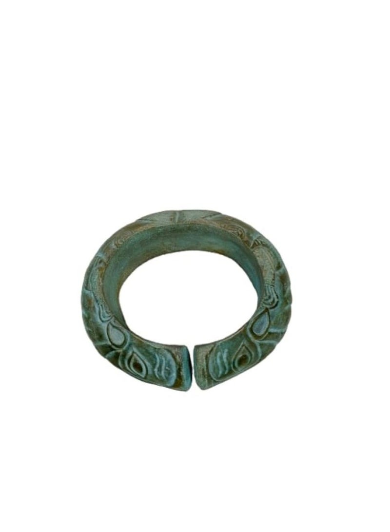 Antique Metal Hand Cuff Bracelet with Engraved Design, 11cm