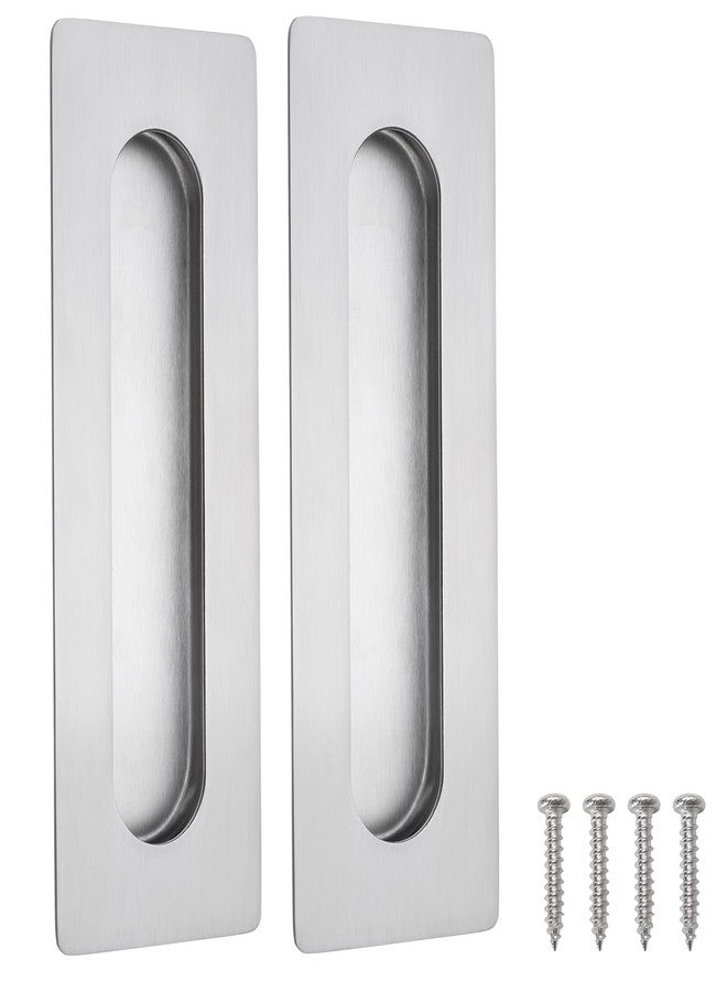 Malimali 7 Inch Large Recessed Finger Flush Pulls for Barn and Pocket Doors, Heavy Duty Sliding Closet Handle, Brushed Stainless Steel Rectangular Hardware (2 Pack) - Image 1